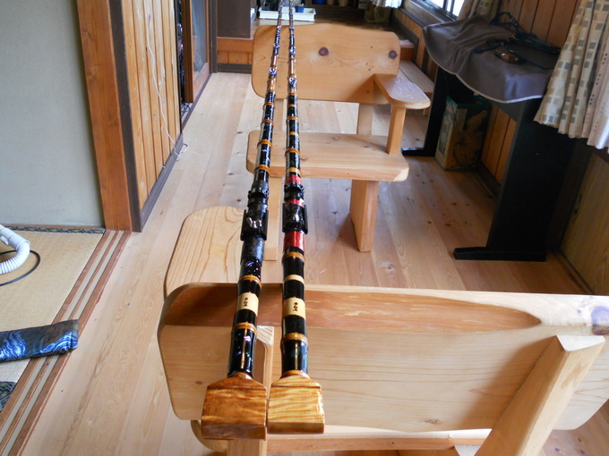 青貝螺鈿竿、鳥羽飛ばし竿